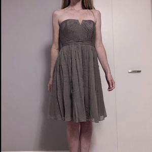 J.Crew Nadia Silk Chiffon Strapless Dress in Dark Gray